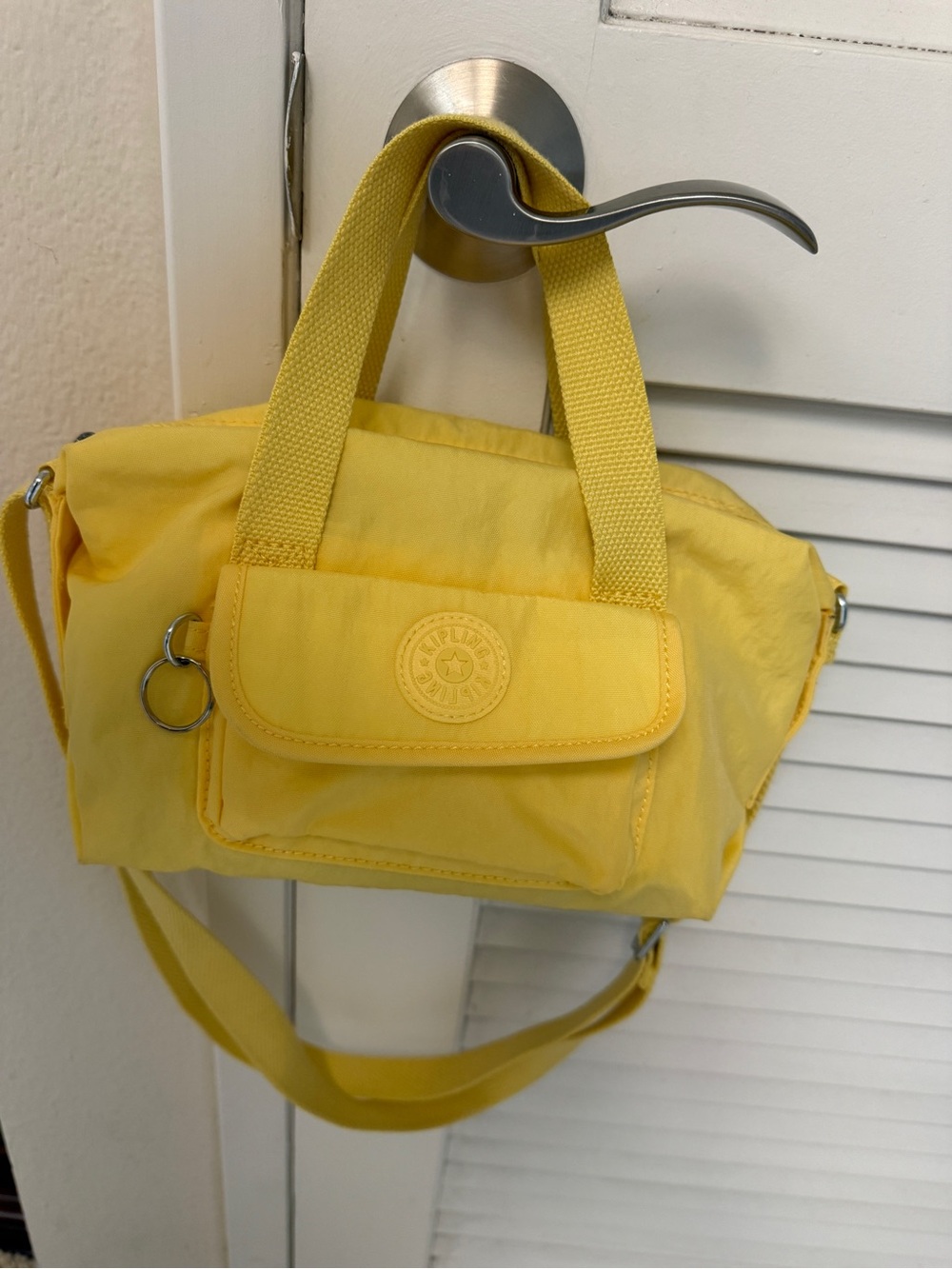 Kipling Yellow Mini Satchel Crossbody Bag Top Handle Nylon Y2K